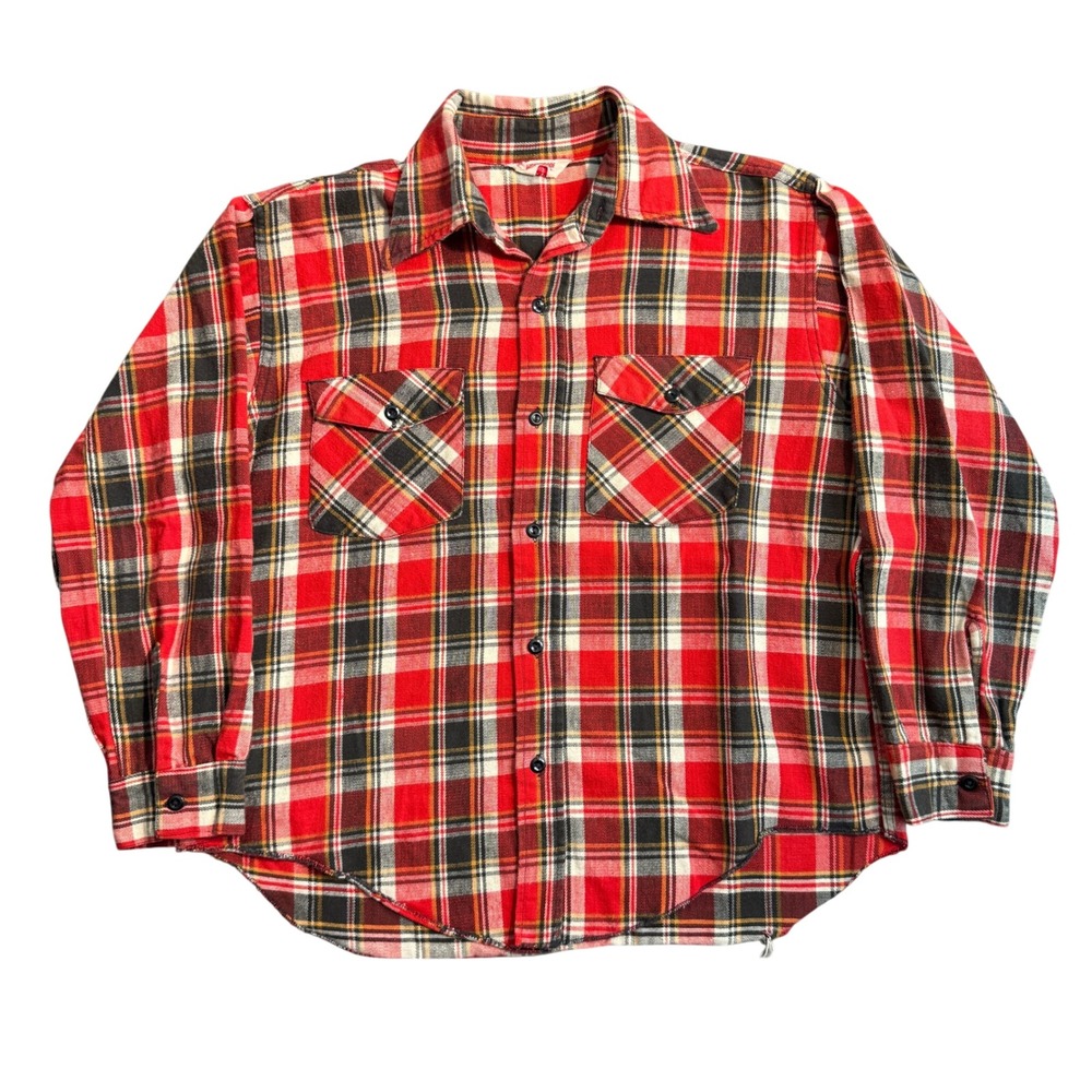 Vintage Frostproof Red Plaid Flannel Shirt Mens 100% Cotton Workwear Button Down